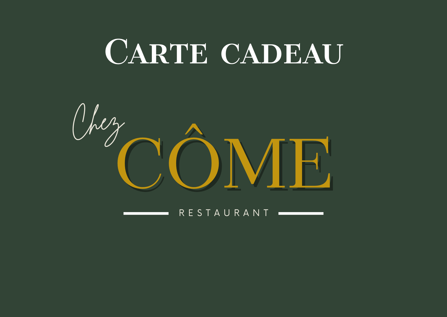 Conditions d’utilisation Carte valable uniquement au restaurant Chez Côme – Troyes. Utilisable en une ou plusieurs fois, jusqu’à épuisement du solde. Valable 12 mois à compter de la date d’achat. carte cadeau Côme restaurant Troyes